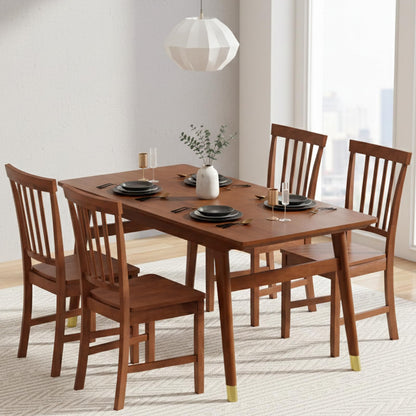 ERGOMASTER Dining Chairs Set of 4 Walnut Wood Chairs with Back for Restaurant Dining Room