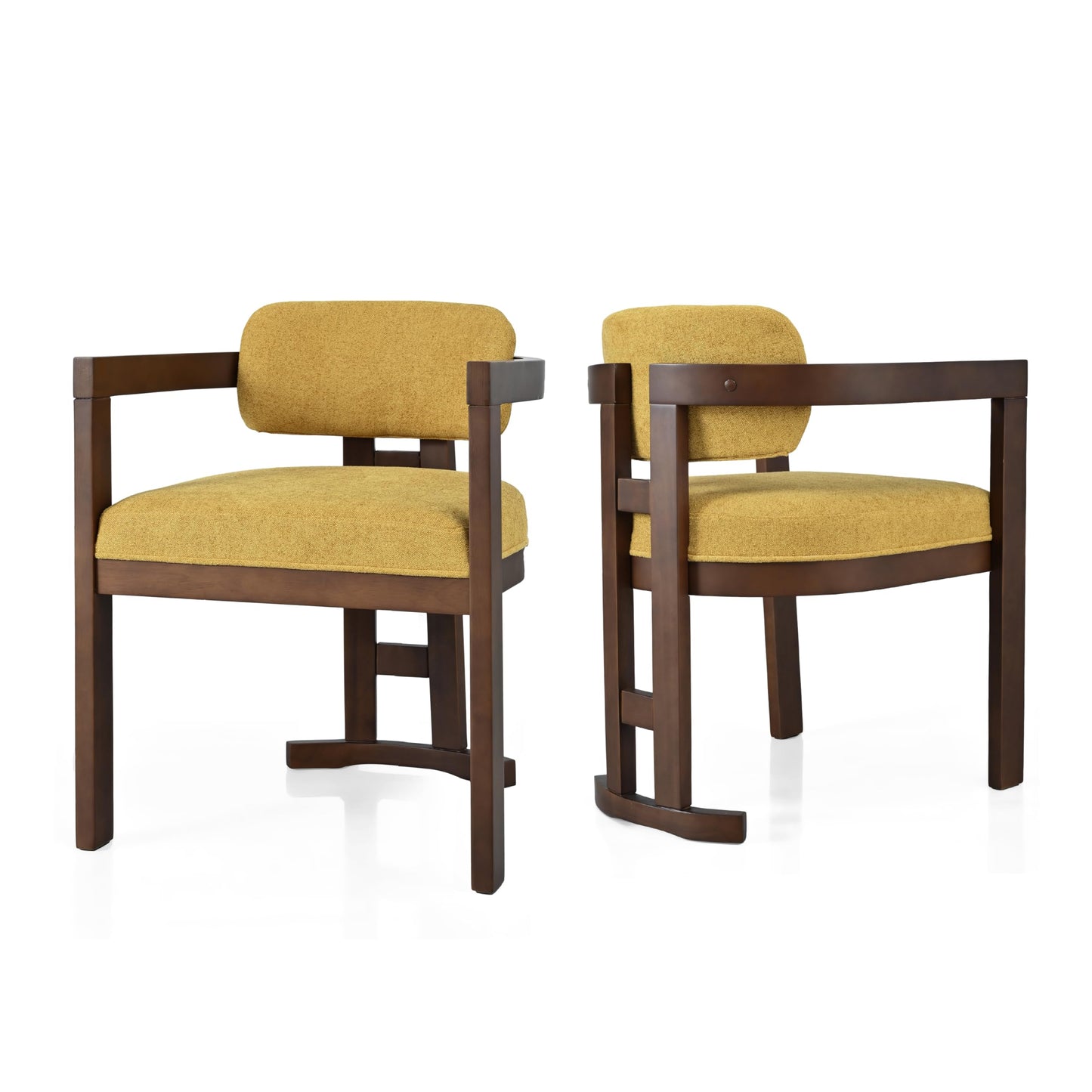 Merax 2-Piece Wooden Farmhouse Dining Chairs with Durable Legs for Kitchen, DiningRoom, Walnut+Yellow