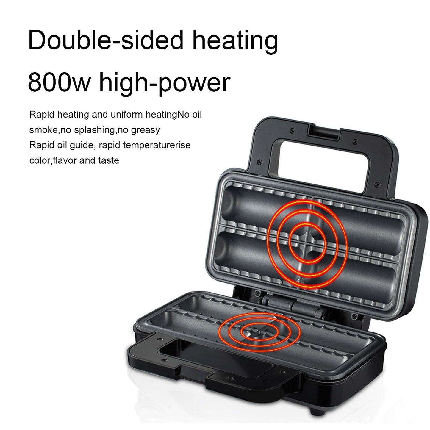 Sausage Roll Maker,800W Double Sided Heating Plates Non Stick Pie Maker Hot Dog Bread Rolls Maker Breakfast Machine for Make 4 Breakfast Sausage Rolls Snacks
