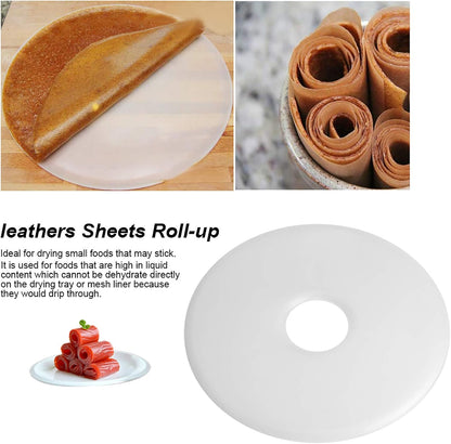 Jerliflyer Round Silicone Dehydrator Sheets, Food Grade Non-Stick Fruit Leather Drying Mesh for Reusable Tray
