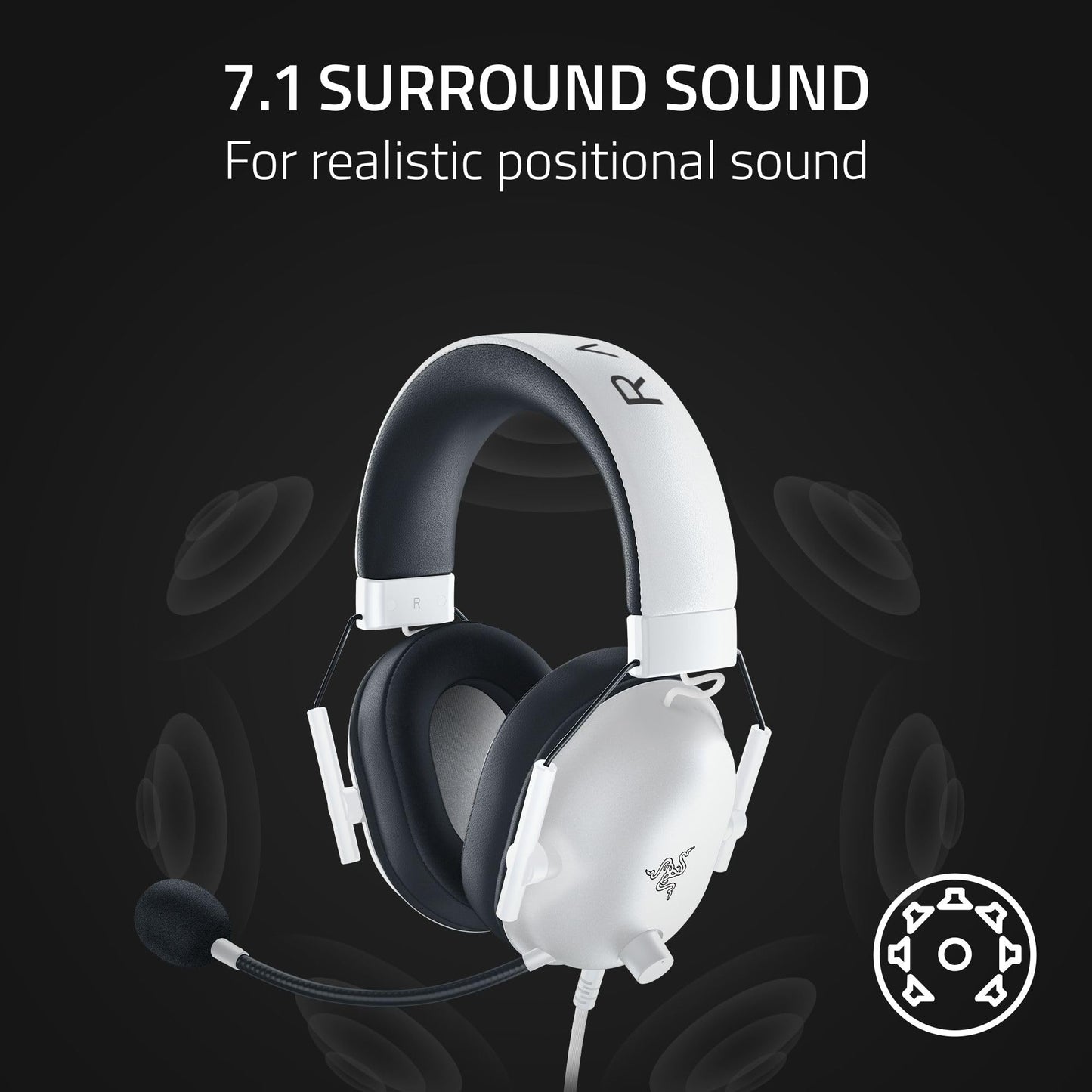 Razer BlackShark V2 X Gaming Headset: Special Edition - 50mm Drivers - Cardioid Mic - Comfortable Noise Isolating Earcups - for PC, Mac, PS5, Xbox One, Nintendo Switch via 3.5mm Audio Jack - White