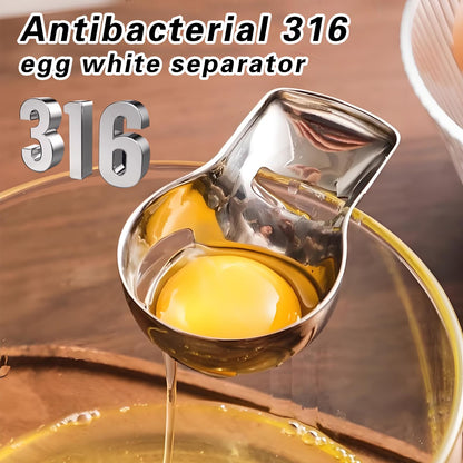 316L Stainless Steel Egg White Separator & Semi-Automatic Whisk Set - Hands-Free Clip Design, Corrosion-Resistant Kitchen Tools for Baking, Durable Egg Yolk Separator with Bowl Rest