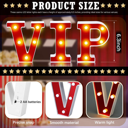 Aurelema VIP 6.3" Light up Letters Sign Party Decorations Battery Powered Marquee Lighted Sign LED Alphabet Letter Lights for Night Party Birthday Home Tabletop Decor Supplies