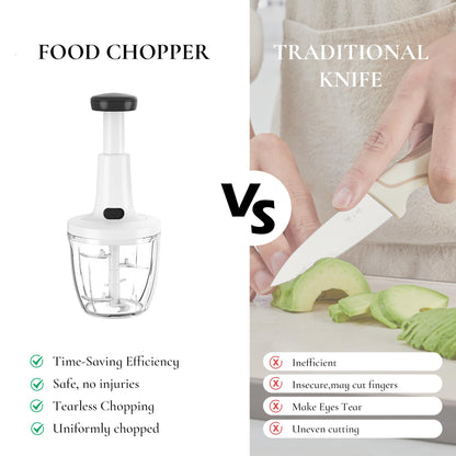 Manual Food Chopper Hand Push Express Vegetable Dicer Mincer Sharp Blades Onion Cutter Garlic Mincer with Container for Chili Meat Nuts Herbs, Dishwasher Safe