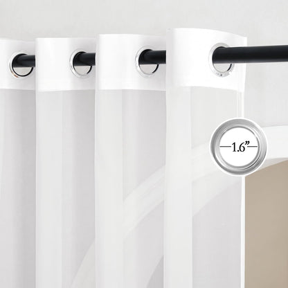 NICETOWN Airy Sheer Window Curtains, 54 inch Length, Solid Ivory Voile Sheer Texture, Set of 2