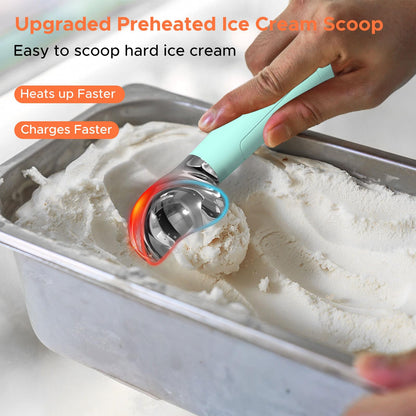 LT LAUDTEC Heated Ice Cream Scoop, Rechargeable Electric Warming Scooper, LED Display, Heats to 158F, IP67 Waterproof, Easy for Seniors & Kids (Blue)