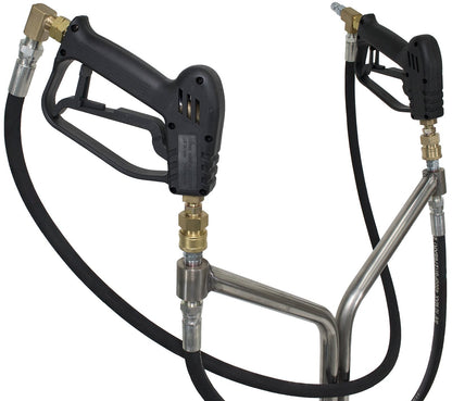 21" Stainless Steel Surface Cleaner with Wheels, 4 Nozzle Front Spray Bar, Side Nozzles, Pressure Washer Attachment