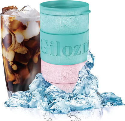Gilozny 14 oz Cooling Freeze Beverage Cup, Coffee/Beer Rapid Cooler Freezer Double Wall Insulated Stainless Steel