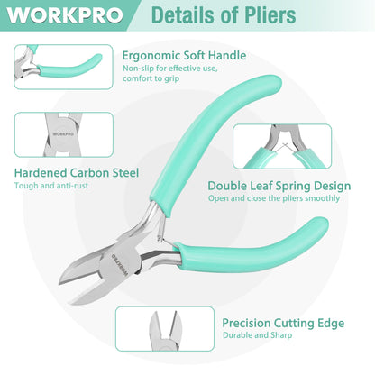 WORKPRO Jewelry Tool Kit - 3 Pack Includes Mini Needle Nose Pliers, Round Nose Pliers, Wire Cutter