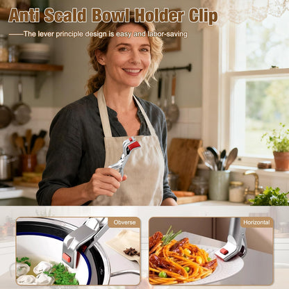 Hot Plate Gripper,Anti Scald Bowl Holder Clip,Multi Function Hot Plate Gripper Clips Tongs Clamp Pot Holder,Stainless Steel Hot Plate Gripper Tongs for Microwave,Pizza Pan,Toaster,Air Fryer,Oven(2PCS)