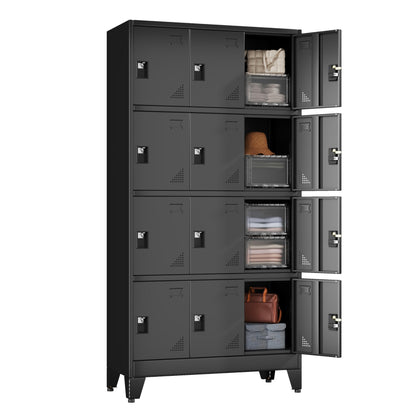 erosoei Metal Lockers for Employees, 12 Doors Metal Storage Locker with Card Slot and Ventilation Holes, Steel Employee lockers for Home Office School Gym Garage, Requires Installation