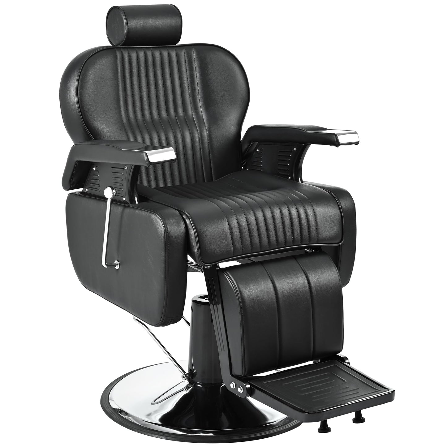 Merax Heavy Duty Reclining Barber Chair, All Purpose Hydraulic Recline Styling 360° Swivel & Height Adjustable, for Barber Shop Beauty Salon Spa Equipment