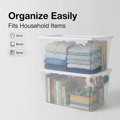 Clear Plastic Storage Bins by [Brand Name] - 90 Quart Stackable Organizer for Home & Office | 2-Pack