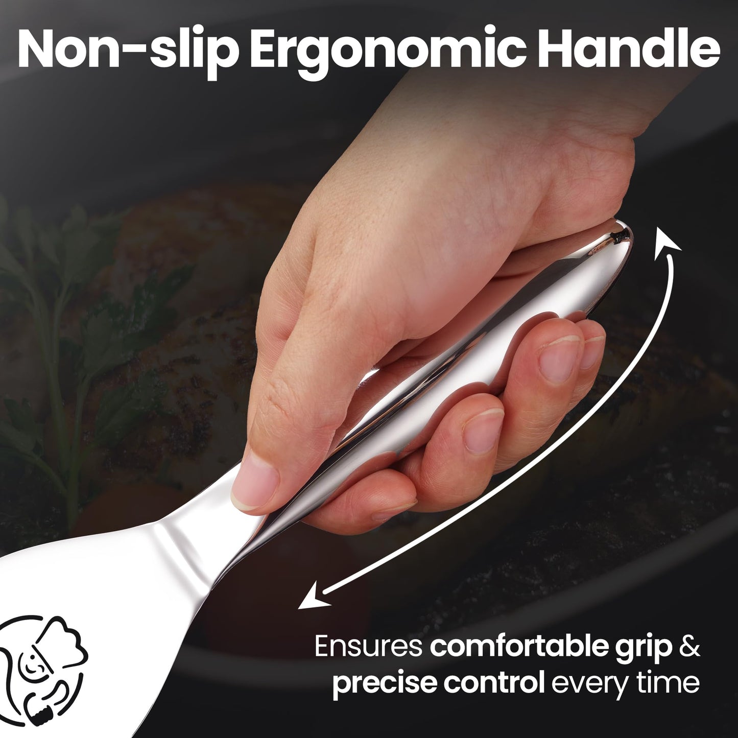 Stainless Steel Fish Spatula Set – Funky Fish Edition, 1 Large Fish Turner + 1 Small Metal Spatula, Ultra-Thin Edge for Easy Turning & Flipping, Ergonomic Non-Slip Handle, Dishwasher Safe