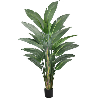 9FT Artificial Bird of Paradise Tree 106 Inch Large Faux Silk Plants Banana Leaf with 25 Trunks in Black Pot for Home Decor Living Room Office Bedroom