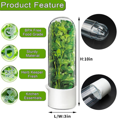 Minkeytal Herb Saver for Refrigerator - Herb Keeper & Cilantro Container for Fridge | Vegetable Preservation Storage Container for Cilantro, Basil, Asparagus | Extends Freshness Up to 2-3 Weeks