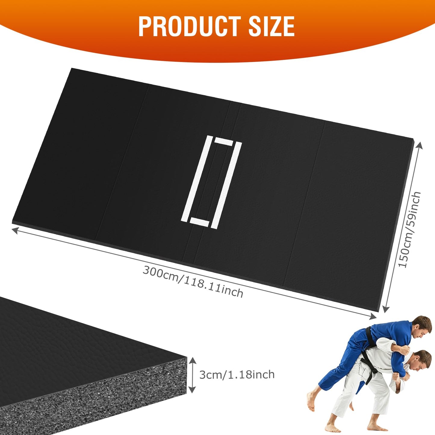 Generic Wrestling Mat with 3cm Thickness Grappling Mats 10ftx5feet for Yoga BJJ MMA Grappling Judo PE Training Boxing Martial Art
