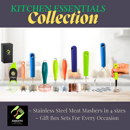 2pc Avocado Tool Set in Box - 3-in-1 Avocado Slicer with Cutter & Pit Remover + Mini Masher - Kitchen Utensil Gift Set for Guacamole Lovers by Xidgets (Zippy Green/Zippy Green)