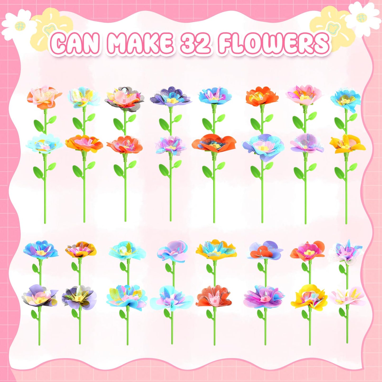 beefunni Flower Bouquet Craft Kit, DIY Crafts Toys for Kids Ages 4-8, Educational Flower-Making Toy for Toddler, Arts & Crafts for Toddler Girl, Birthday Gift for 4 5 6 7 8+ Year Old Girls and Boys
