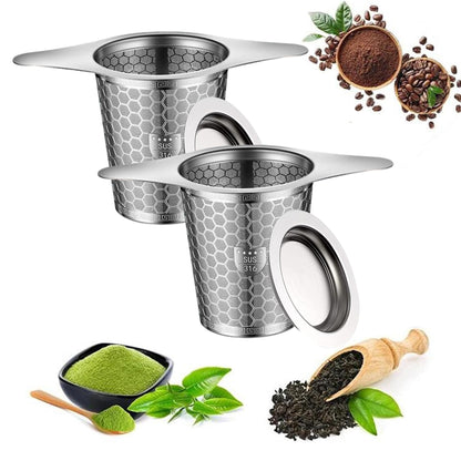 2 Packs 316 Stainless Steel Tea Strainer Extra Fine Mesh Infuser With Wide Rim Handles for Hanging on Teapots or Cups to Steep Loose Leaf Tea and Coffee
