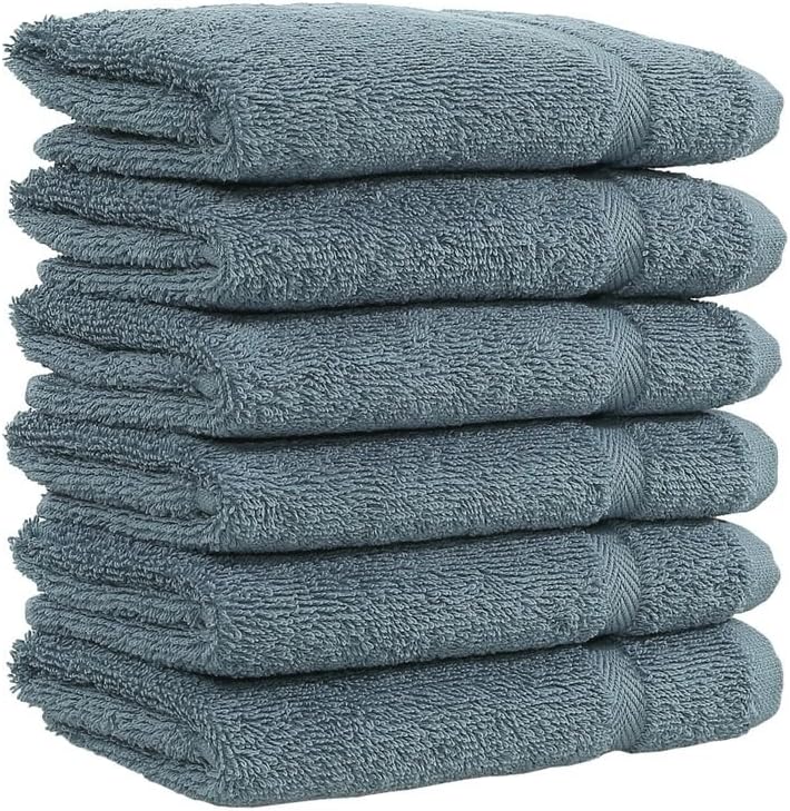 Linum Home Textiles 100% Set 6, Turkish Cotton Denzi Washcloths, of Light Blue