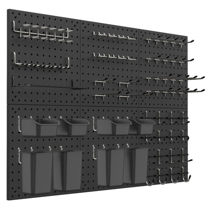 Daanxw Peg Board Kit, Includes Pegboard and Accessories,with Hooks and Bins,Peg Board Wall Organizer for Office,Ornaments Display,Crafts Organization (129, Black)