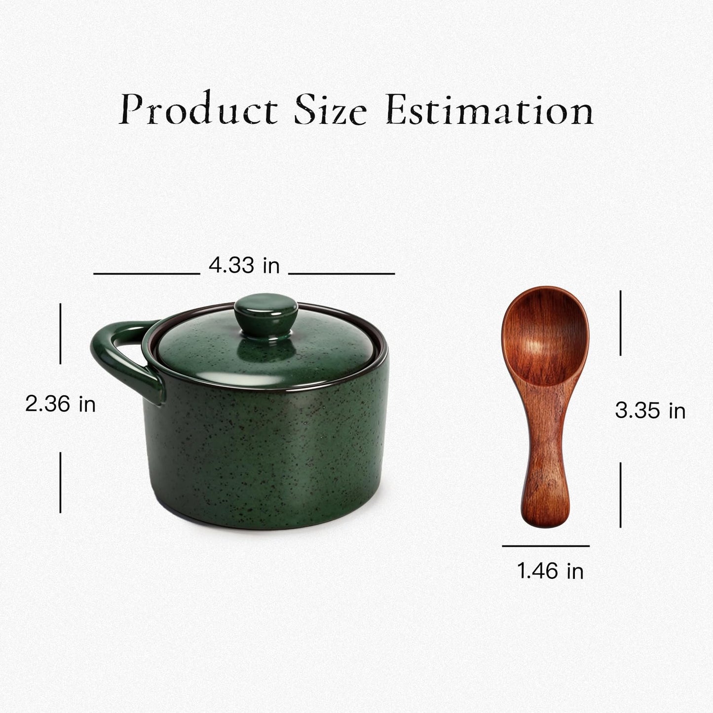 Salt Cellar With Spoon, Rustic Ceramic Salt Cellar With Wooden Spoon, Kitchen Seasoning Storage Jar
