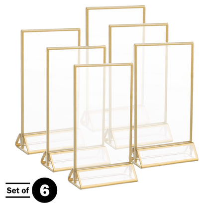 4x6 Picture Frames 6-Pack - Floating Frame Set for Table Numbers, Wedding Signs, Photos, or Table Decor by Great Northern Popcorn (Gold)