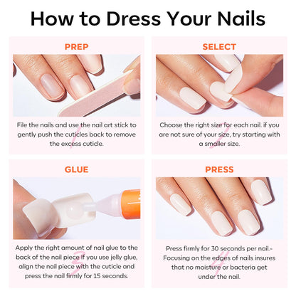 modelones Pink Short Press on Nails, Fall Halloween Oval Fake Nails Kit Press Ons with Nail Glue, Adhesive Tabs, Nail File, Prep Pad, Manicure Stick, 32Pcs 16 Sizes