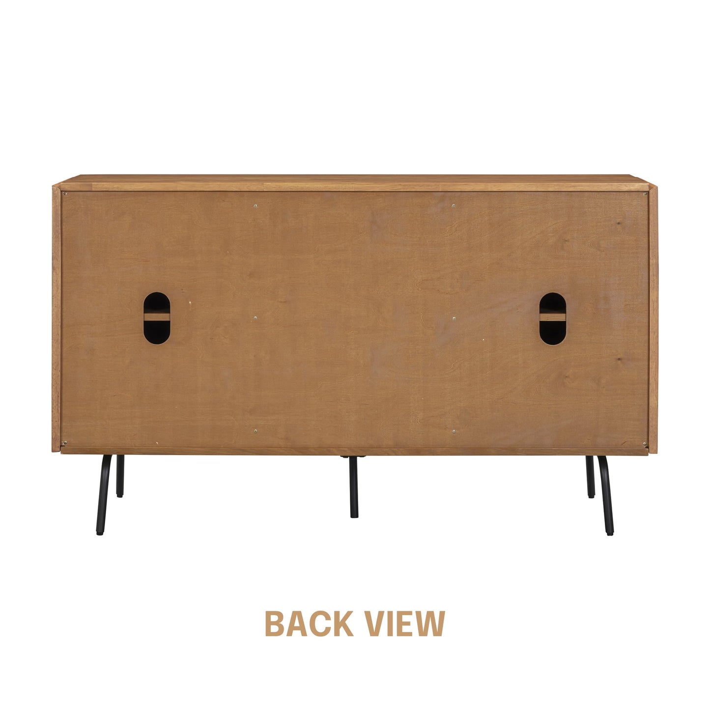 NTC MOSSIC Sideboard with 2 Doors and 3 Drawers, Buffet Cabinet with Natural Rattan and Metal Legs, Modern Storage Cabinet for Living Room, and Hallway, Effortless Assembly, Teak Look