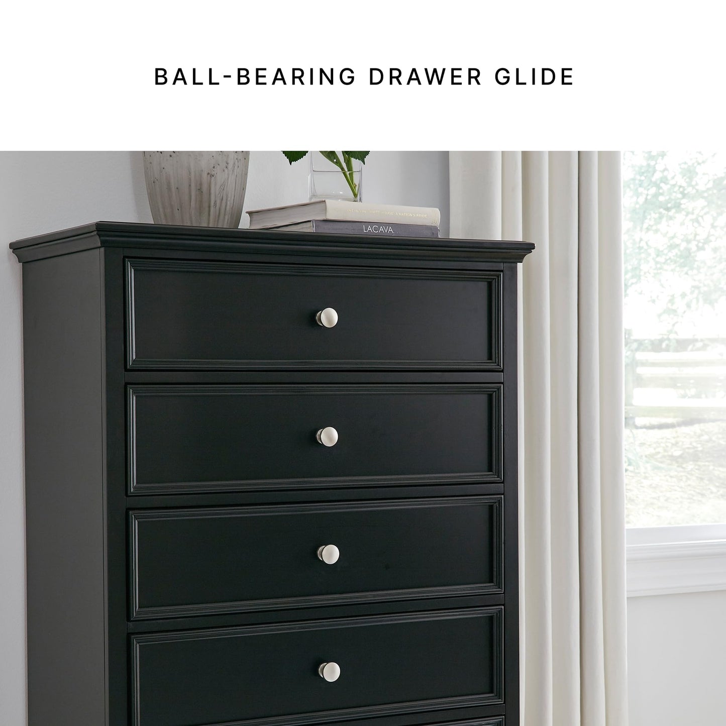 Signature Design by Ashley Lanolee Traditional 5 Drawer Chest for Bedroom, Black