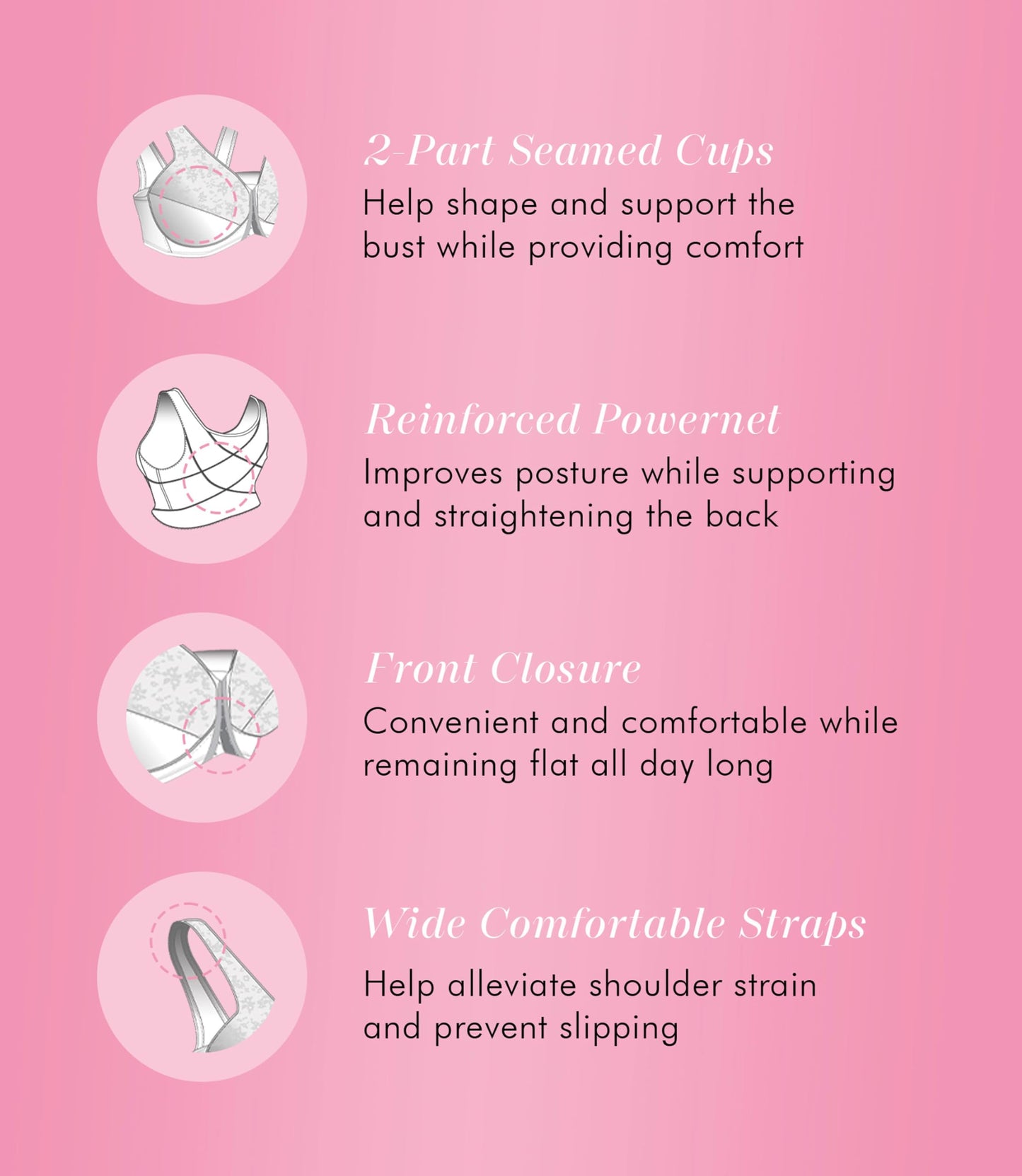 Exquisite Form Womens Front Close Posture #5100565 Bra, White, 40DD US