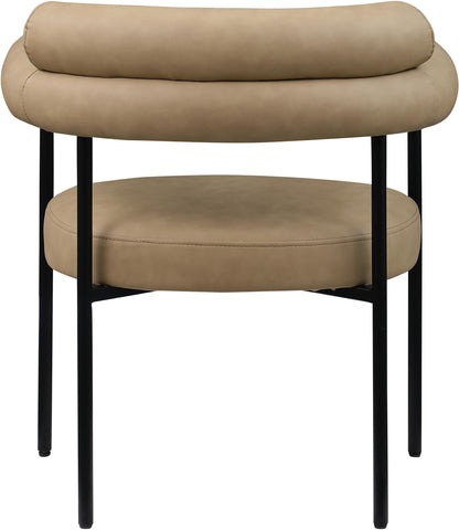 Meridian Furniture Blake Collection Modern | Contemporary Upholstered Dining Chair with Metal Frame, 28.5" W x 24" D x 31.5" H, Tan, Set of 2