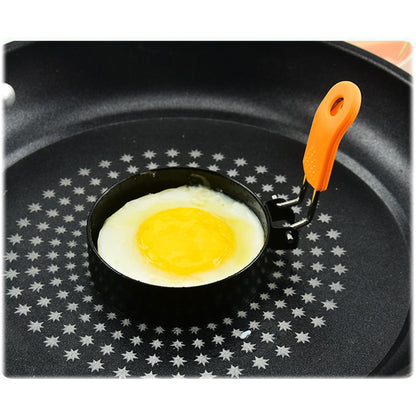 3.5" Egg Rings 6“ Pancake Mold with Silicone Handle, Round Mold for English Muffins - Griddle Cooking Shaper for Indoor Camping Breakfast Sandwiches w/Silicone Oil Brush set of 6 (4pcs 3.5"+2pcs 6")