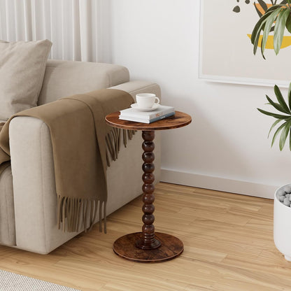 Drink Table, Drink Tables for Small Spaces, Modern Accent Nightstand with Solid Wood Leg for Living Room, Bedroom