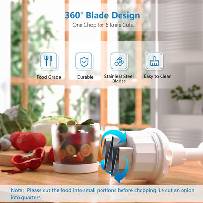Food Chopper, Handheld Veggie Chopper for Vegetable, Onion, Garlic, Nut, Hand Vegetable Cutter, Dishwasher-safe, Stainless Steel Blade, White.