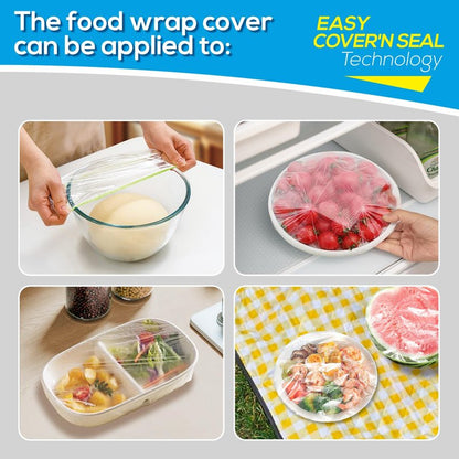 200PCS 10Inch Bowl Covers Reusable, Food Cover Dish Covers, Elastic Stretch Food Storage Lids, BPA-Free Plastic Wrap for Sourdough Proofing Meal Prep Fresh Keeping