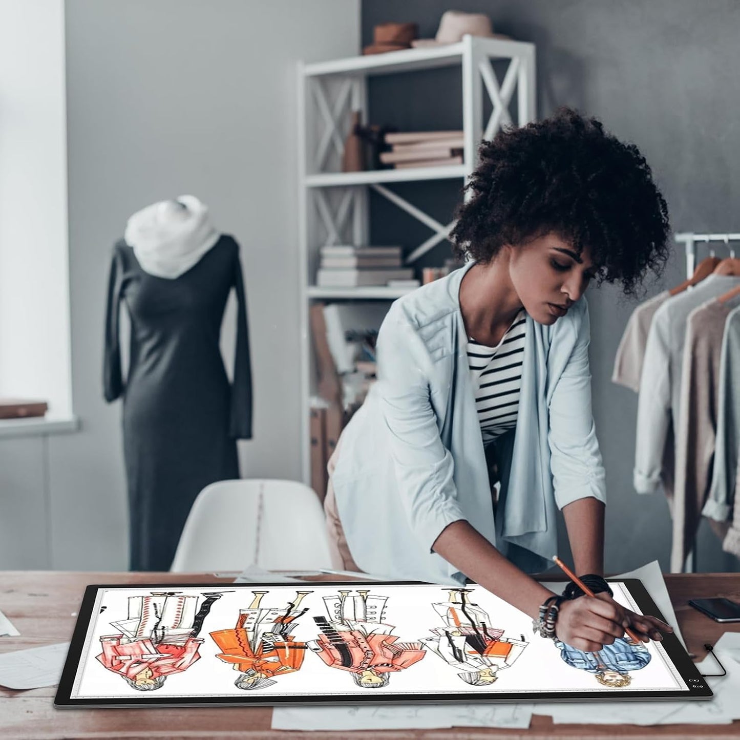 TOHETO Rechargeable A2 Light Pad 23.7"x15.8", Large LED Light Board for Diamond Painting, 3-Color Modes Light Box, Diamond Art Light Table, Lightbox for Tracing and Drawing, Sketching, Artists