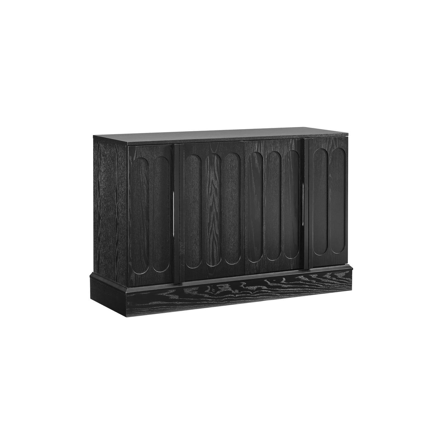 KEIKI Wood Sideboard Buffet Cabinet with Storage, 4 Door Farmhouse Cupboard w/Adjustable Shelves, Console Table for Kitchen, Dining/Living Room, Black