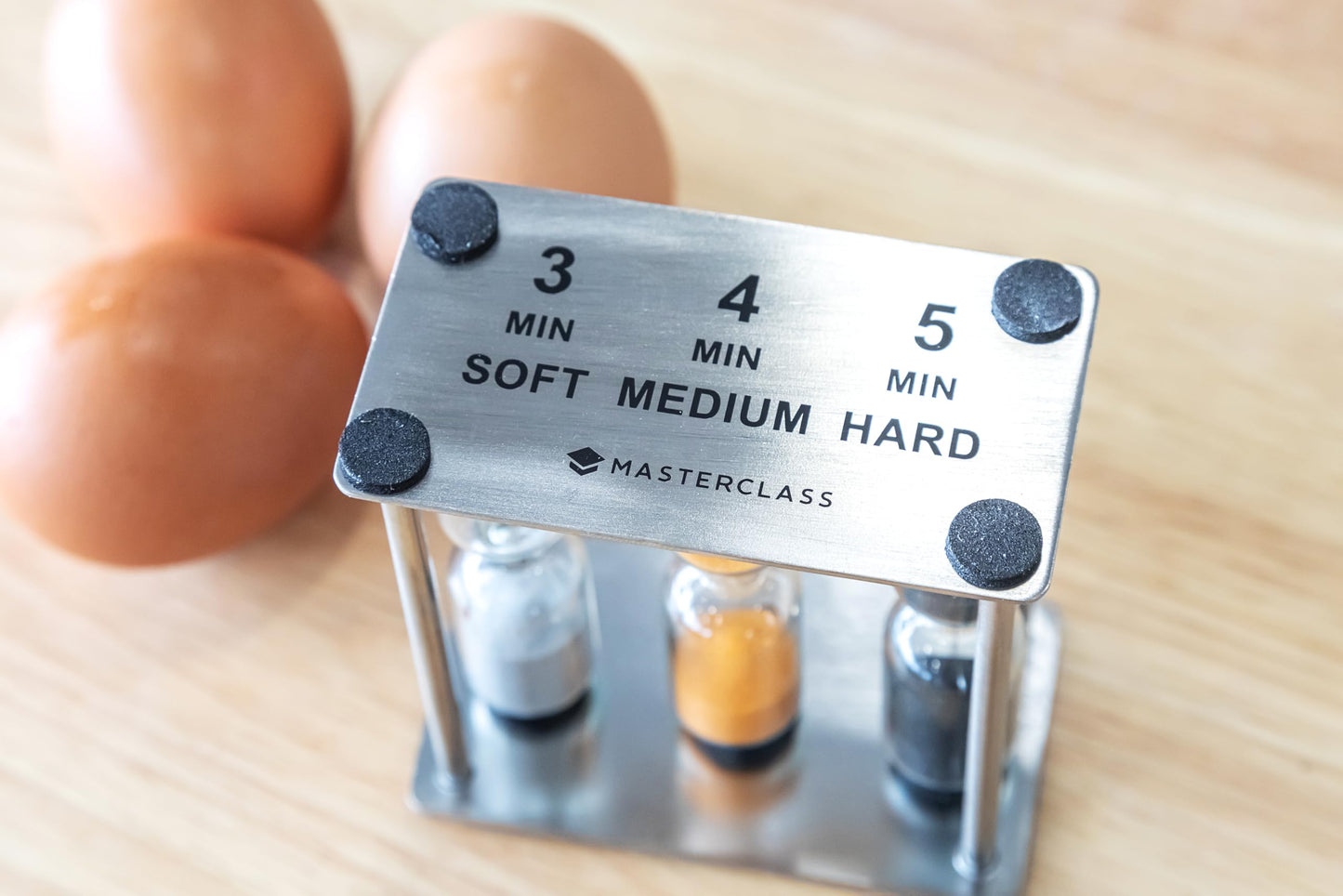 MasterClass Hourglass Triple Sand Timer, Soft Medium Hard-Boiled Eggs, Stainless Steel, 3,4,5 Minutes