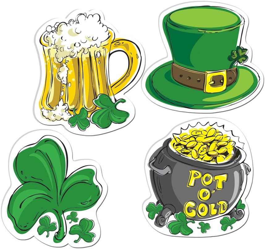 St Patrick's Day Cutouts, 4/Pkg
