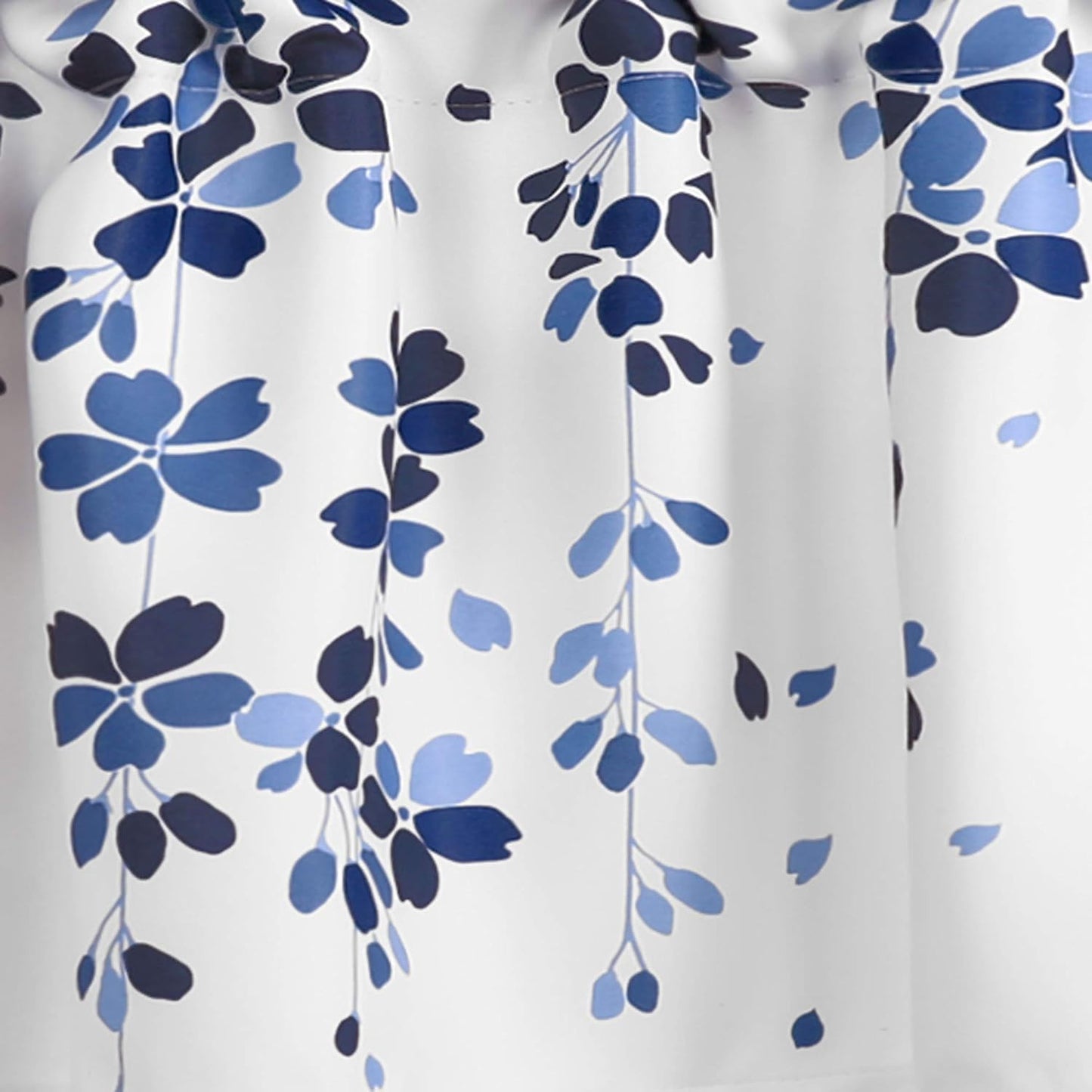 Lush Decor Weeping Flowers Valance Curtain for Windows, Navy and Blue, 18" x 52"