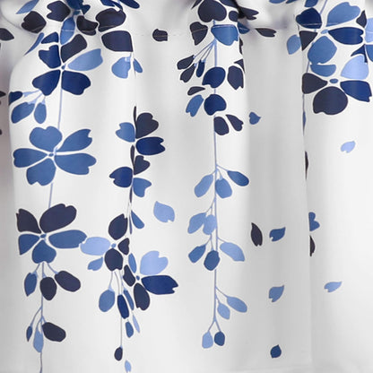 Lush Decor Weeping Flowers Valance Curtain for Windows, Navy and Blue, 18" x 52"