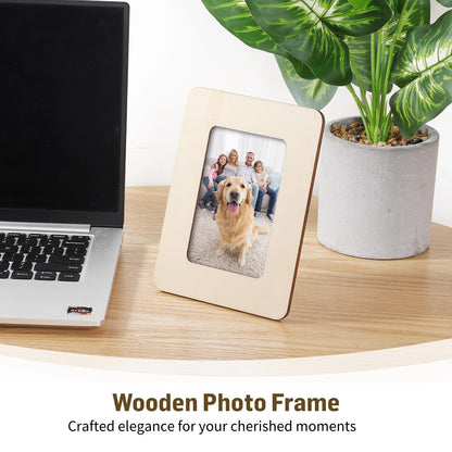 24PCS Unfinished Wooden Craft Frames, 3 x 5 in Wooden Craft Frames, Picture Frames to Decorate，Paintable Picture Frames for DIY Projects, School Crafts, and Home Decorations