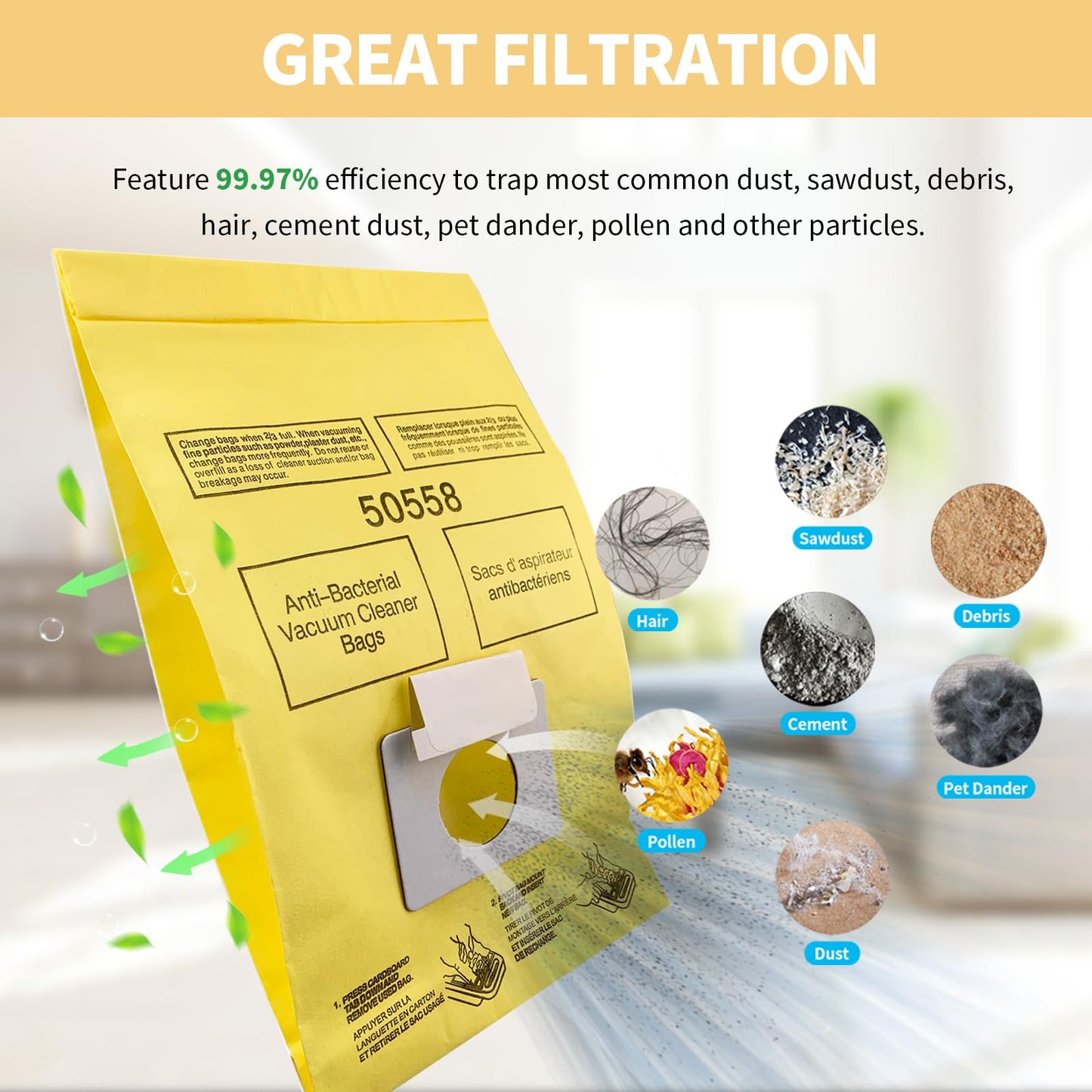 Gudotra 20 Pack Vacuum Bags Replacement for Ken.more Canister Vacuum Bags Type C/Q C Q 5055 50557 50558 50403 Pan.asonic Type C-5 C-18 Vacuum Cleaner