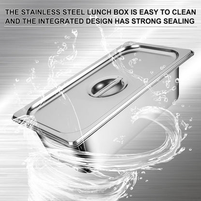 8 Packs Stainless Steel Hotel Pans with Lids 1/4 Size x 6" Deep Steam Table Pan Commercial Food Storage Containers Stackable Metal Steamer Pan Anti-Jam Hotel Restaurant Warm Pans
