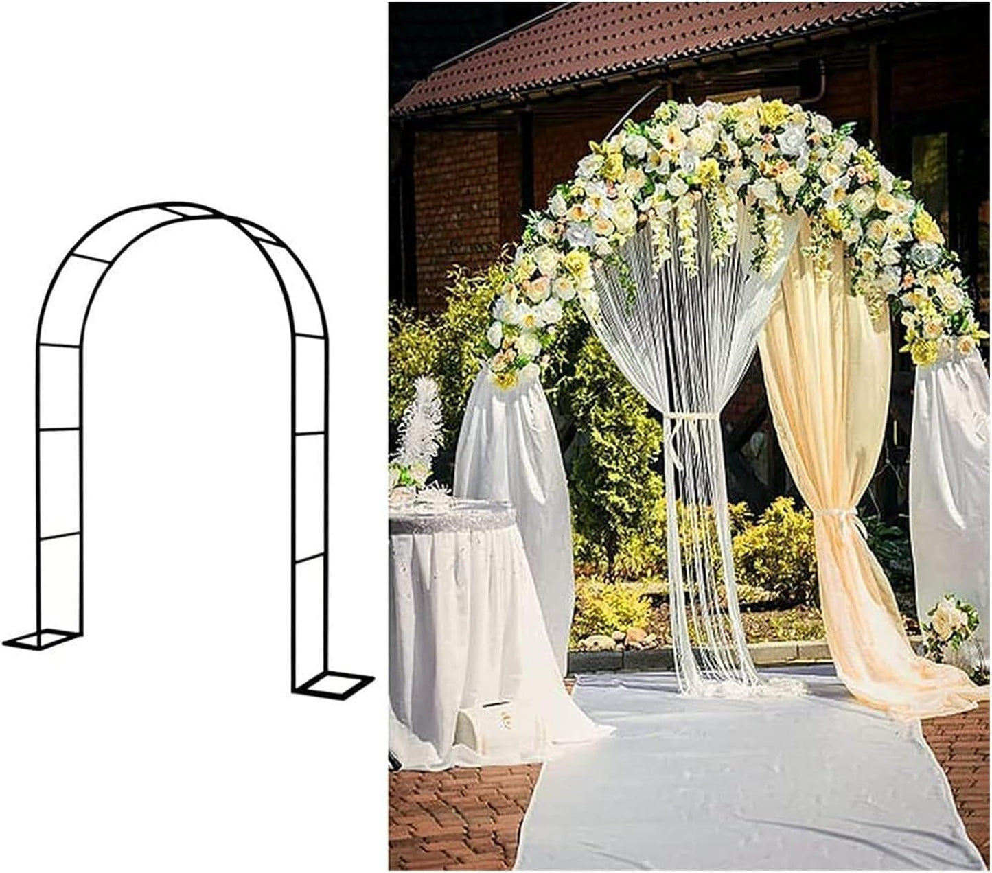 Metal Wedding Garden Arch Background Frame for Indoor and Outdoor Party Decorations (Black W1.4M*H2.3meters)