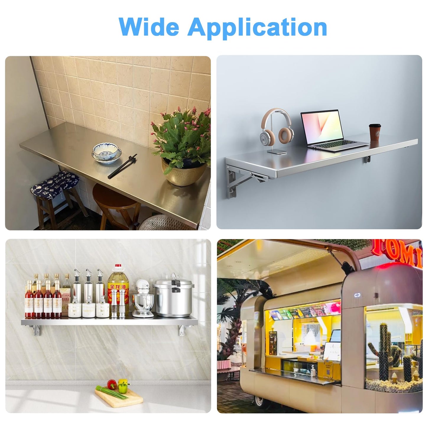 timiland Folding Concession Shelf 39x12 Inch, Stainless Steel Drop Down Serving Shelf, Wall Mounted Folding Shelf for Food Truck Window & Concession Stand(Drill Installation Required)