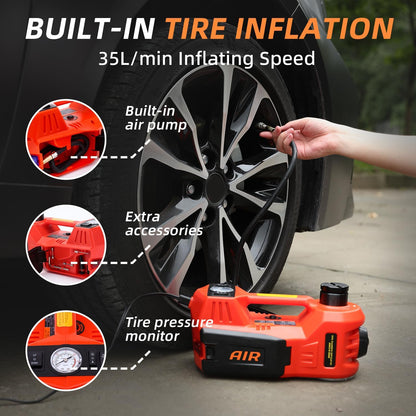 STANDTALL Electric Car Jack Kit 5 Ton 12V Electric Jack for Car with Impact Wrench and Tire Inflator Pump for SUV Sedan Truck Change Tires Garage Repair