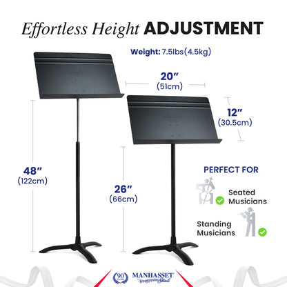 Manhasset Music Stand For Sheet Music - Bulk Pack of 6 Stands - 48 Symphony Model - Long Lasting, Durable Manhasset Stand - Adjustable Height - 20" by 12" - Made in the USA